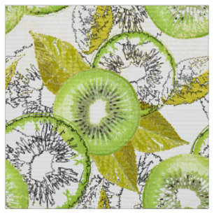 Kiwi, fruity, green and white, fresh, juicy, white fabric