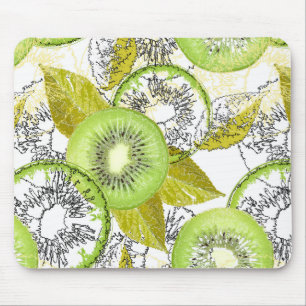 Kiwi, fruity, green and white, fresh, juicy, white mouse pad
