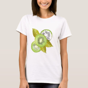 Kiwi, fruity, green and white, fresh, juicy, white T-Shirt