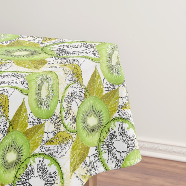 Kiwi, fruity, green and white, fresh tablecloth (In Situ)