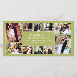 KIWI GREEN COLLAGE WEDDING THANK YOU CARD