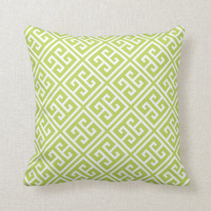 Kiwi Green Greek Key Pattern Cushion