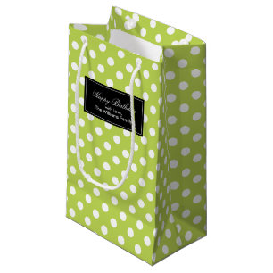 Kiwi Green Polka Dots Personalised Small Gift Bag