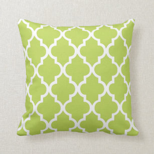 Kiwi Green Quatrefoil Pattern Cushion