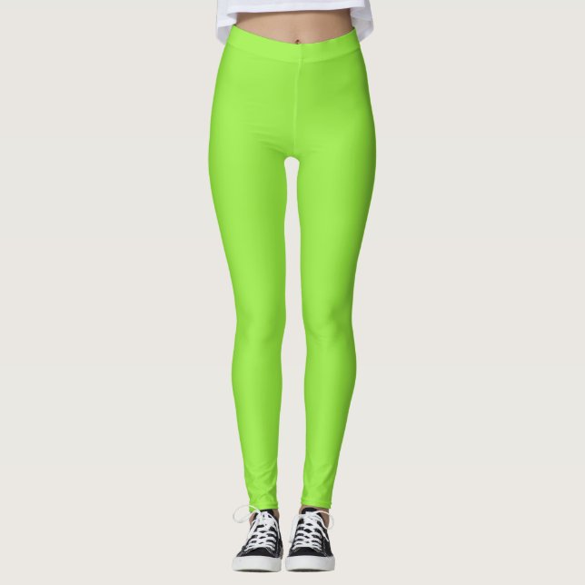 Kiwi Green Solid Colour Leggings (Front)