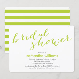 Kiwi Green Stripes Bridal Shower Invitation