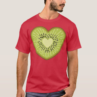 Kiwi Heart Shaped Vegan Kiwifruit Kiwi Lover  T-Shirt