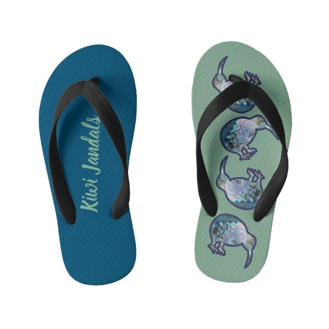 KIWI JANDALS NEW ZEALAND PAUA SHELL BIRD PATTERN (Footbed)
