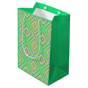 Kiwi Lime Green Alternative Diamond Pattern Medium Gift Bag