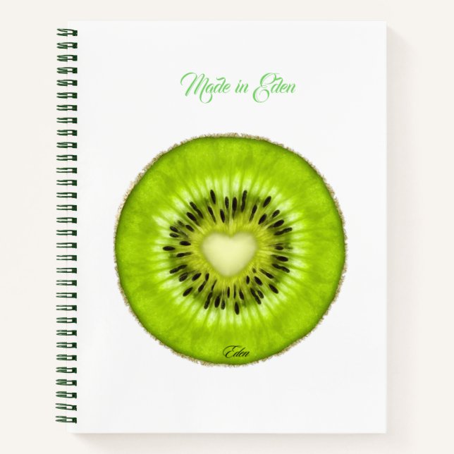 Kiwi Made in Eden spiral notebook (Front)