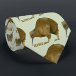 Kiwi N.Z. Bird Tie<br><div class="desc">A cute painted illustration of a kiwi bird. A cute design for kids,  or anyone who loves birds from Aotearoa,  New Zealand. This is a little brown kiwi,  It is walking,  with its long bill to the ground.</div>