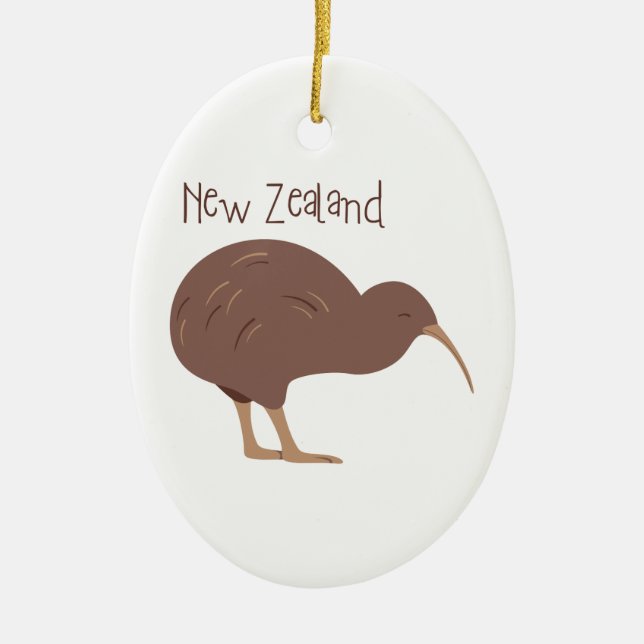 Kiwi New Zealand Bird Ceramic Tree Decoration (Front)