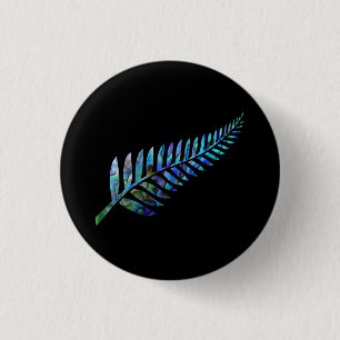 KIWI NEW ZEALAND FERN PAUA 3 CM ROUND BADGE
