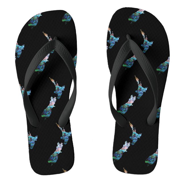 KIWI NEW ZEALAND MAP PAUA JANDALS (Footbed)