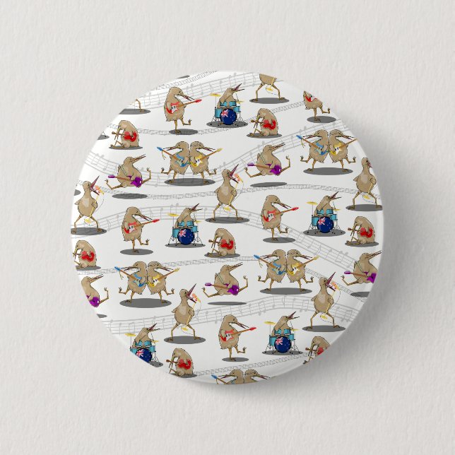 Kiwi NZ MUSIC PATTERN 6 Cm Round Badge (Front)