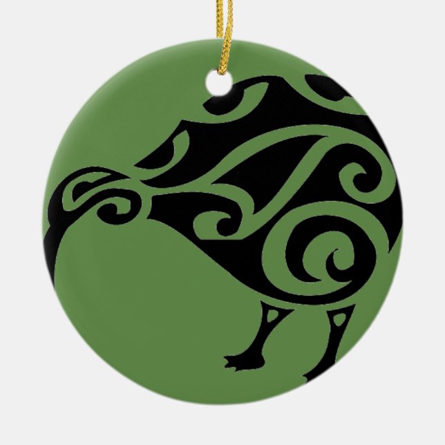 KIWI of AOTEAROA new zealand Ceramic Tree Decoration (Front)