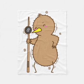 Kiwi Playing Billiards Bird And Fruit Fleece Blanket
