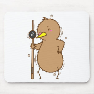 Kiwi Playing Billiards Bird And Fruit  Mouse Pad