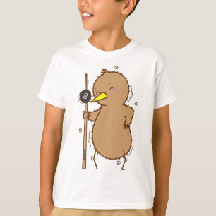 Kiwi Playing Billiards Bird And Fruit T-Shirt