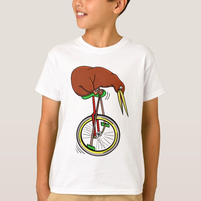 Kiwi Riding A Unicycle T-Shirt (Front)