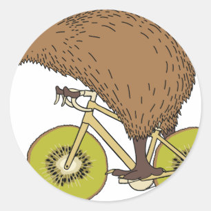 Kiwi Riding Bike With Kiwi Wheels Classic Round Sticker