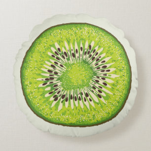 Kiwi Slice illustration pattern Round Cushion