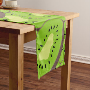 Kiwi Slices Fruit Lover Natural Green Food Art Short Table Runner