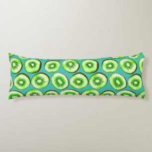 Kiwi slices on turquoise body cushion