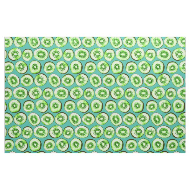 Kiwi slices on turquoise fabric (Fat Quarter)
