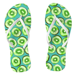 Kiwi slices on turquoise jandals