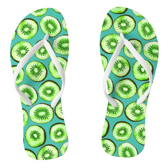 Kiwi slices on turquoise jandals (Footbed)
