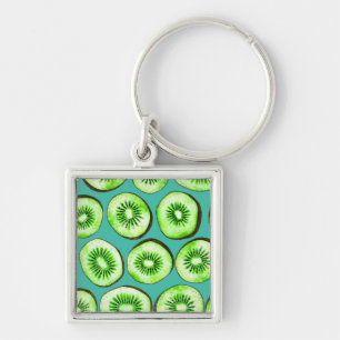 Kiwi slices on turquoise key ring