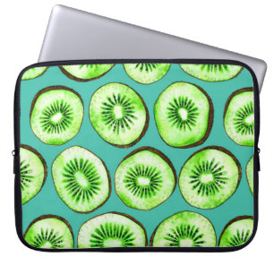 Kiwi slices on turquoise laptop sleeve