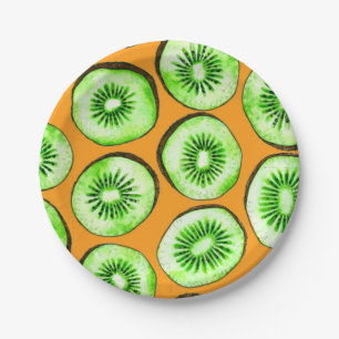 Kiwi slices paper plate