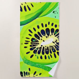 Kiwi Slices: Vibrant and Fresh Beach Towel