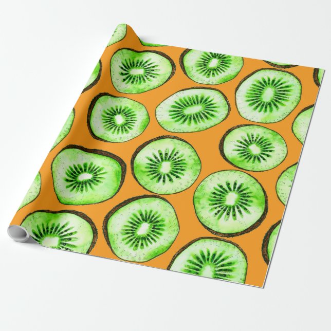 Kiwi slices wrapping paper (Unrolled)