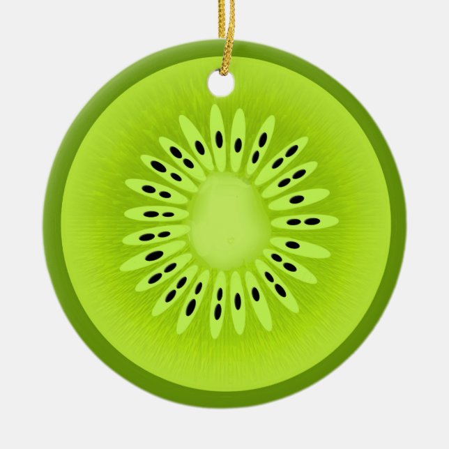 Kiwi Stylised Fruit Slice Ceramic Tree Decoration (Front)