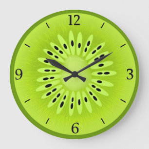 Kiwi Stylised Fruit Slice Large Clock