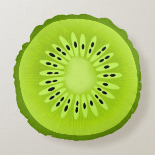 Kiwi Stylised Fruit Slice Round Cushion