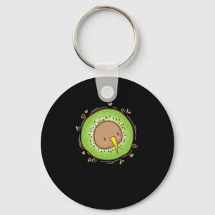 Kiwi Vogel Kopf mit Kiwi Frucht Obst Key Ring