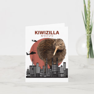 Kiwizilla Funny Kiwi _ New Zealand Bird Lovers Gif Card