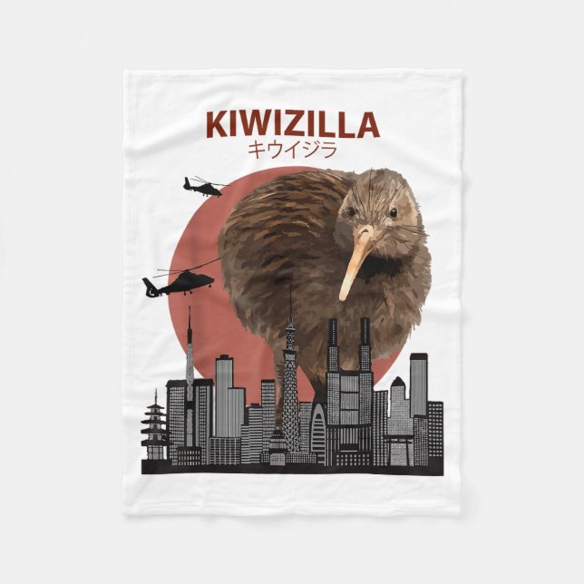 Kiwizilla Funny Kiwi _ New Zealand Bird Lovers Gif Fleece Blanket (Front)