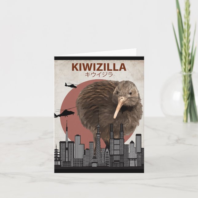 Kiwizilla Funny Kiwi New Zealand Bird Lovers Gift  Card (Front)