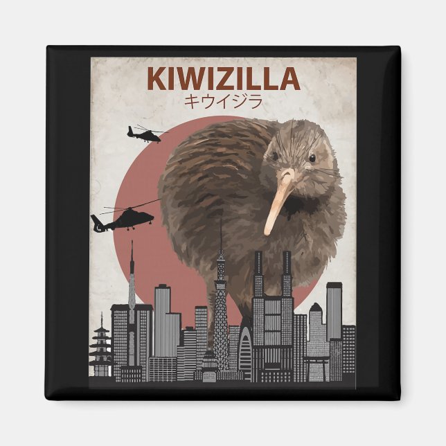 Kiwizilla Funny Kiwi New Zealand Bird Lovers Gift  Magnet (Front)