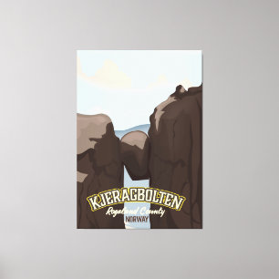 kjeragbolten Nowegian travel poster. Canvas Print