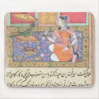 Kjujista, the Merchant's Wife, talking to a Parrot