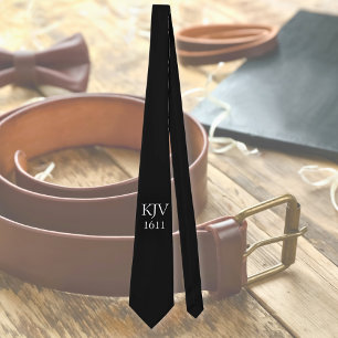 KJV 1611 Black and White Christian Tie