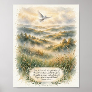 KJV Bible-Jeremiah 29:11 Verse Poster - White Dove