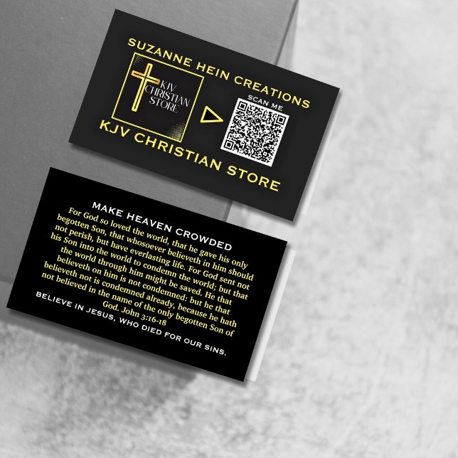 KJV Christian Store QR code black gold Business Card (Creator Uploaded)
