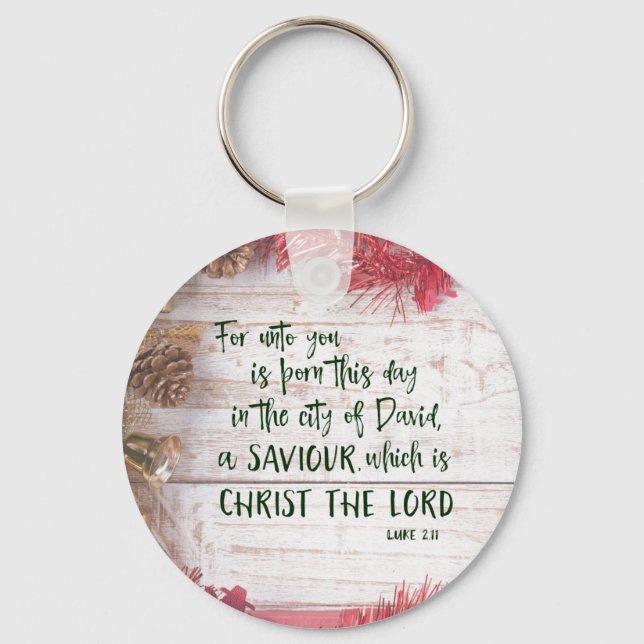 KJV Luke Bible Verse Christmas  Key Ring (Front)